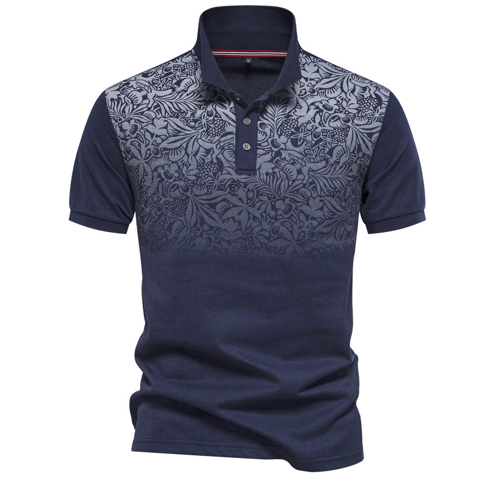 Herren Poloshirt mit floralen Ornamenten und klassischem Kragen EB