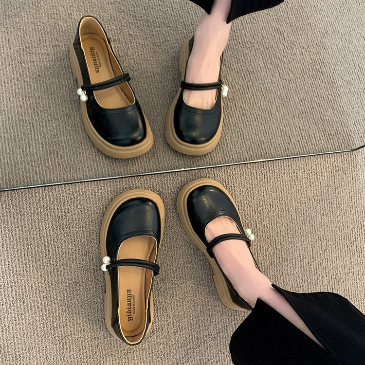 Damen elegante Mary Jane Schuhe mit modischen Perlenakzenten EB