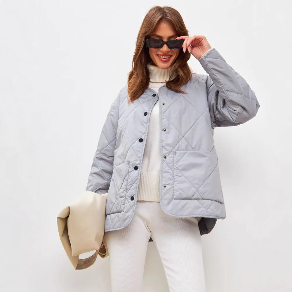 Damen gesteppte Freizeitjacke mit hoch geschlossenem Kragen und modischem Schnitt EB