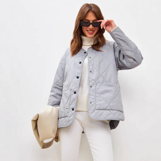 Damen gesteppte Freizeitjacke mit hoch geschlossenem Kragen und modischem Schnitt EB