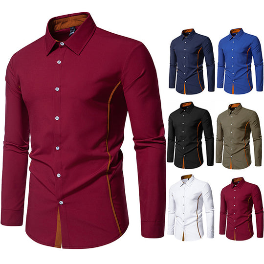 Herren elegantes Langarmhemd mit Kontrastakzenten EB
