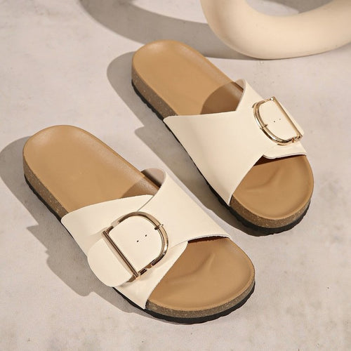Damen bequeme Slides mit modischem Schnallen-Design EB