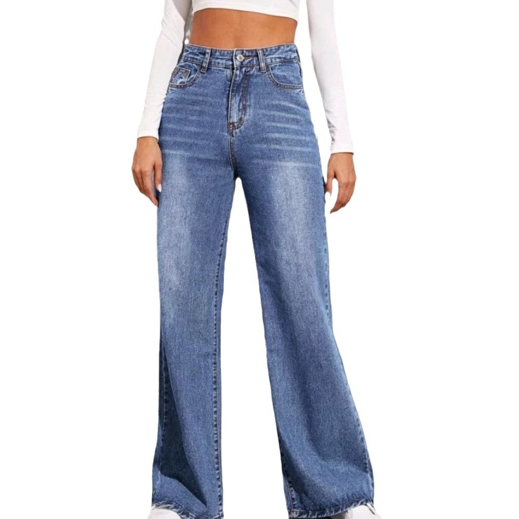 Damen Weit geschnittene Jeans mit hohem Bund EB