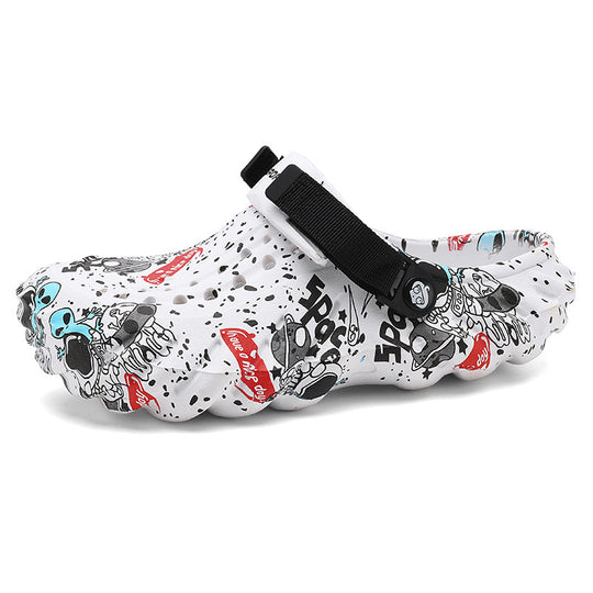 Damen modische Clogs mit einzigartigem grafischen Design und verstellbarem Riemen EB