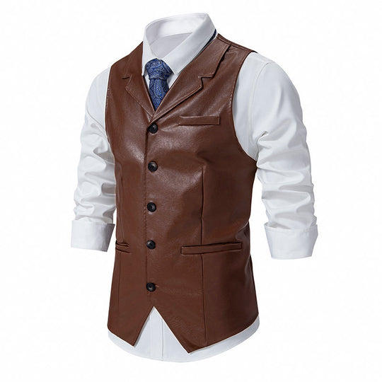 Herren elegante Kunstlederweste EB