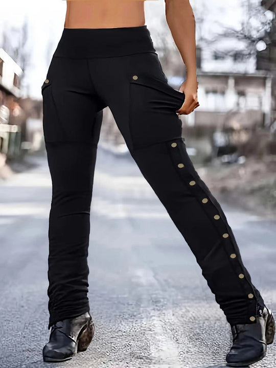 Damen Sportliche Freizeithose mit praktischen Cargo-Taschen und Knopfdetails EB