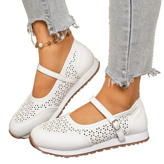 Damen Atmungsaktive Ballerinas mit dekorativer Perforation EB