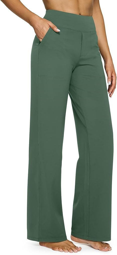 Damen nan weit geschnittene Palazzo-Hose mit hochgeschnittenem Komfortbund und Eingrifftaschen EB