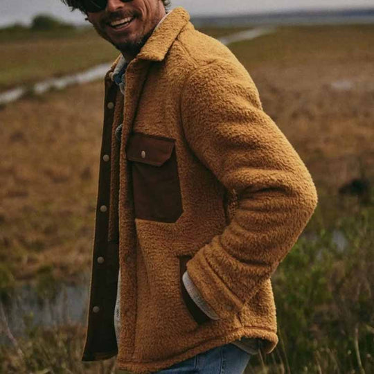 Herren Fleece-Jacke mit doppellagigem Design und praktischen Taschen EB