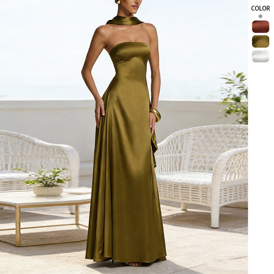 Damen Elegantes und schulterfreies Abendkleid mit fließendem Fall EB
