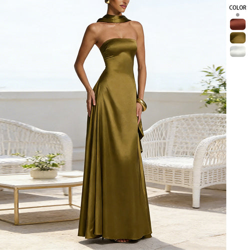 Damen Elegantes und schulterfreies Abendkleid mit fließendem Fall EB