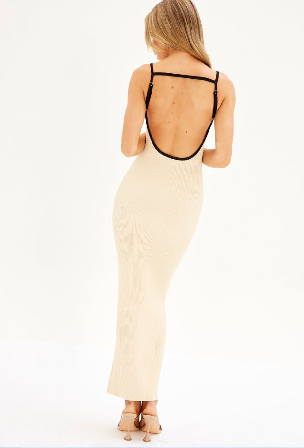 Damen Maxikleid mit schmalem Rippmuster und verstellbaren Spaghettiträgern EB