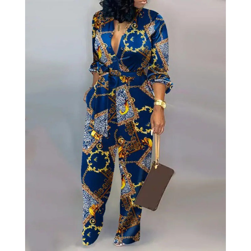 Damen Denim Jumpsuit mit modischem Patchwork-Design und praktischen Taschen EB