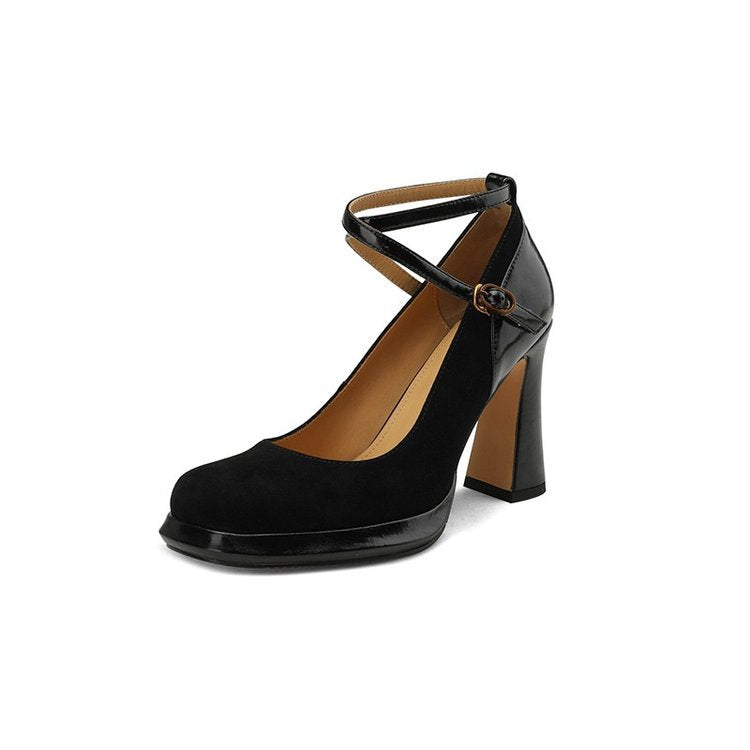Damen elegante High-Heel-Pumps mit modischem Riemchen EB