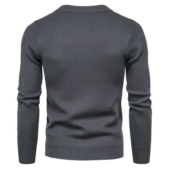 Herren stylische Strickjacke mit modernem Zipper und hohem Kragen EB