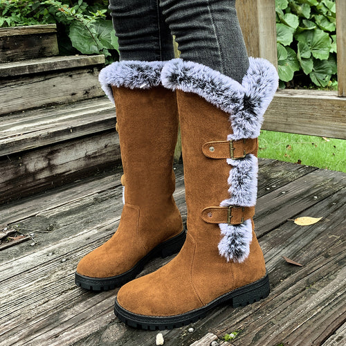 Damen Winterstiefel mit kuscheligem Kunstfellkragen und rutschfester Sohle EB