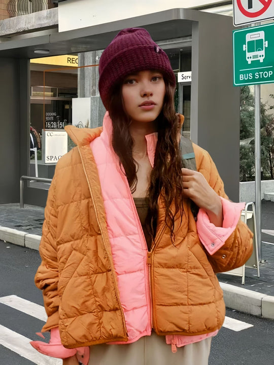 Damen Steppjacke mit hohem Kragen und praktischem Reißverschluss EB