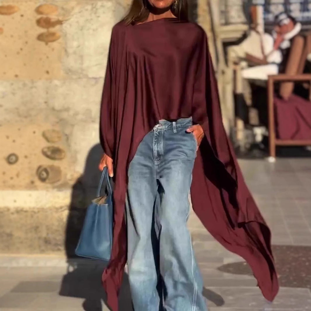 Damen luftige Tunika mit asymmetrischem Schnitt EB