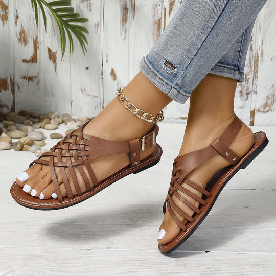 Damen Geflochtene Sandalen mit anatomischem Fußbett und verstellbarem Riemen EB