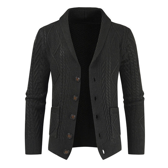 Herren nan grobgestrickte Strickjacke mit Schalkragen und Zopfmuster EB