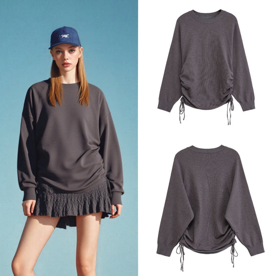 Damen Sportlicher Pullover mit seitlichen Schnürungen EB
