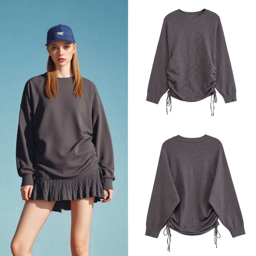 Damen Sportlicher Pullover mit seitlichen Schnürungen EB