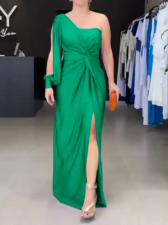 Damen Maxikleid mit asymmetrischem Design und seitlichem Schlitz EB