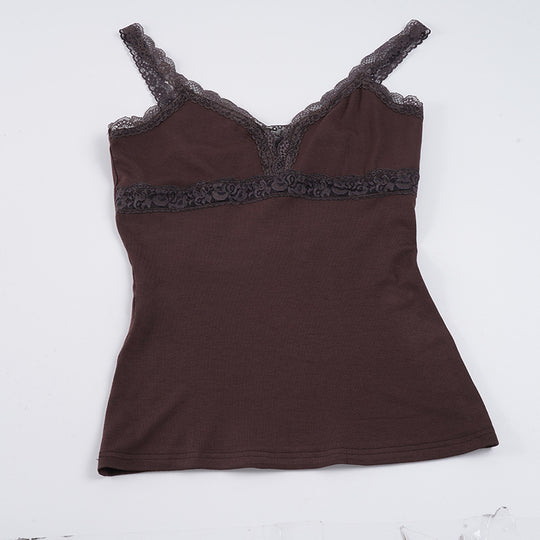 Damen Spitzen-Trägertop mit elegantem Design und zarten Rüschen EB