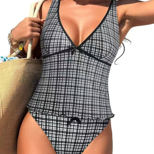 Damen Bikini-Set mit ausgestelltem Oberteil und verstellbaren Trägern EB
