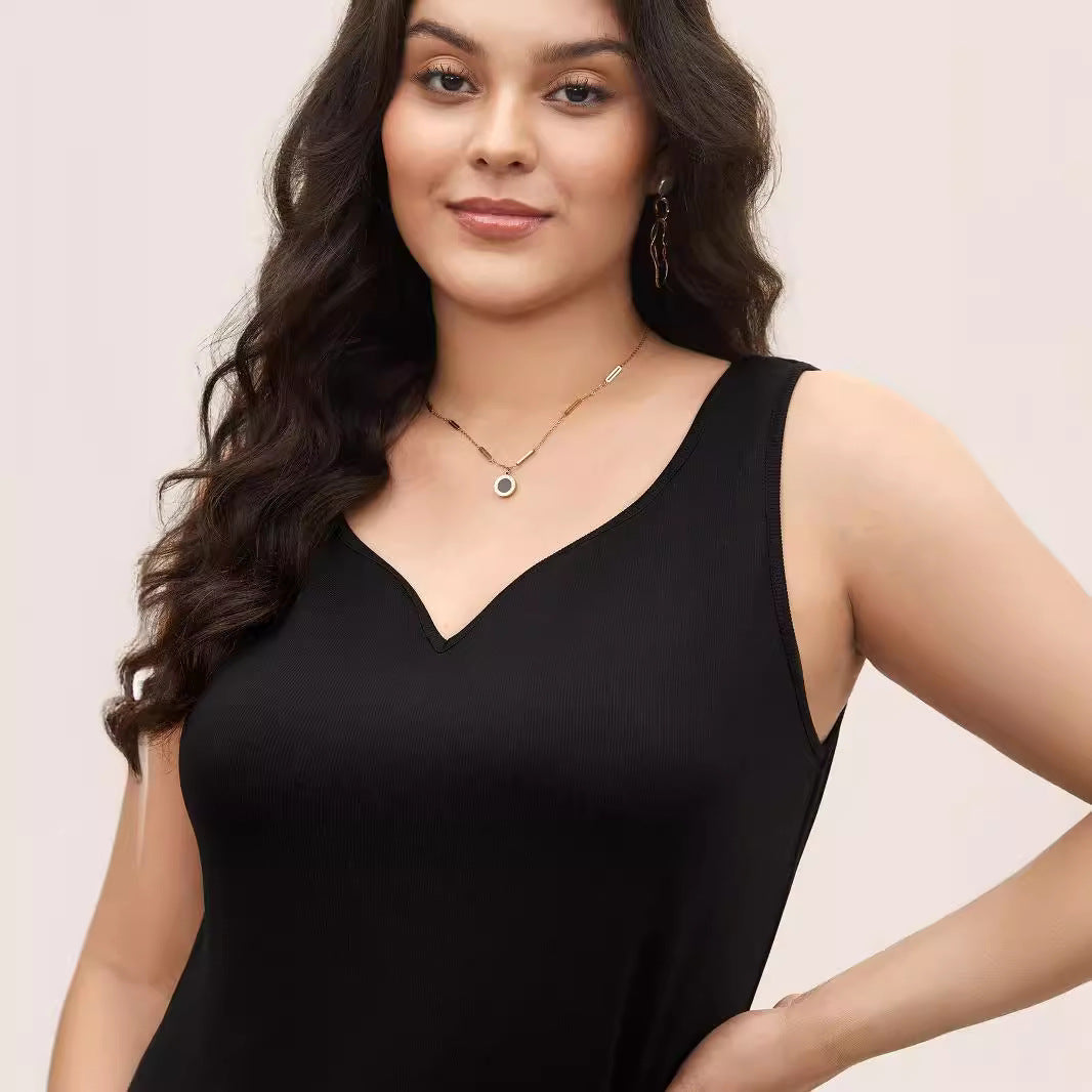 Damen ärmelloses Tanktop mit schwungvollem V-Ausschnitt EB
