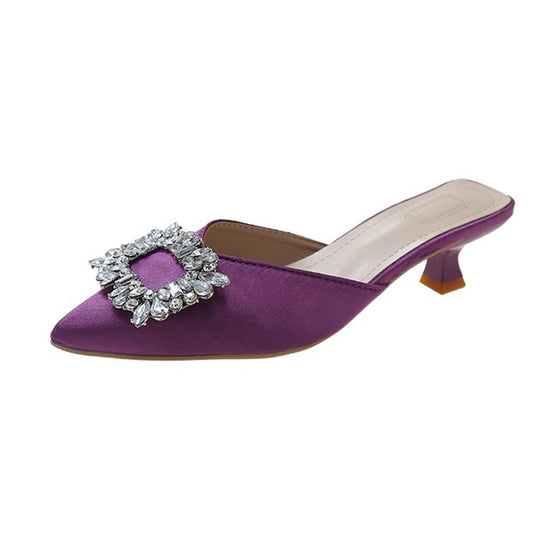 Damen elegante Slingback-Mules mit funkelndem Schmuckdetail EB