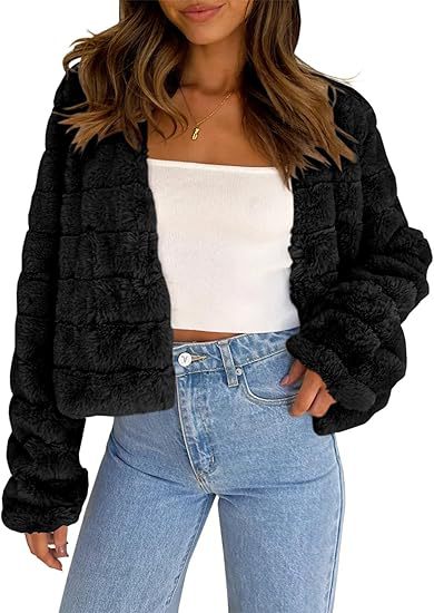 Damen Flauschige und modische Kurzjacke EB