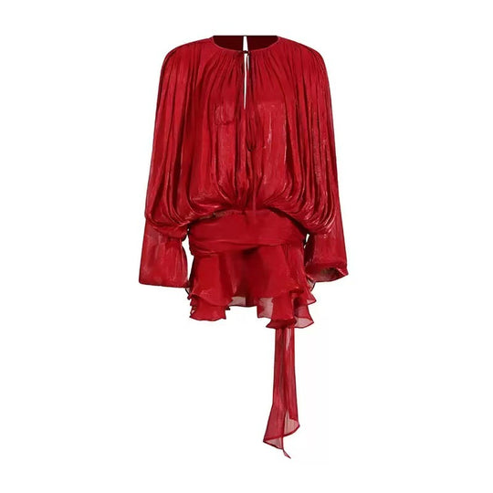 Damen Chiffon Minikleid mit eleganten Rüschendetails und verführerischem Wickeldesign R&B