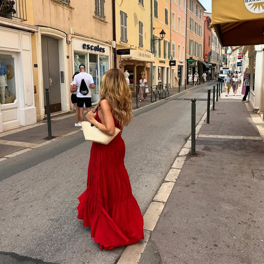 Damen Maxikleid mit raffinierten Falten und zarten Spaghettiträgern EB
