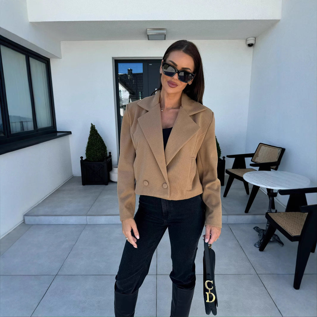 Damen schicke taillierte Blazerjacke mit doppelter Knopfleiste EB