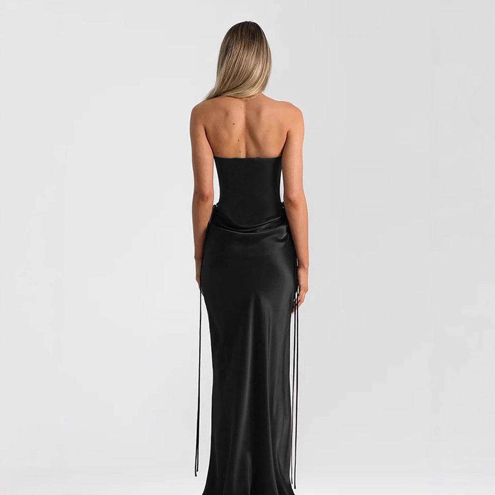 Damen Maxikleid mit elegantem Schnitt und raffinierten Drapierungen EB
