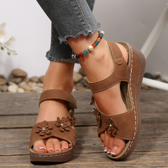 Damen bequeme Sandalen mit buntem Blumendesign EB