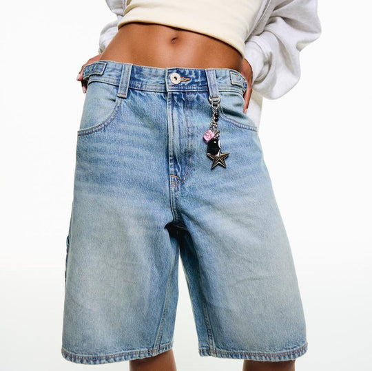 Damen Denim-Shorts mit lässigem Schnitt und mittlerer Leibhöhe EB