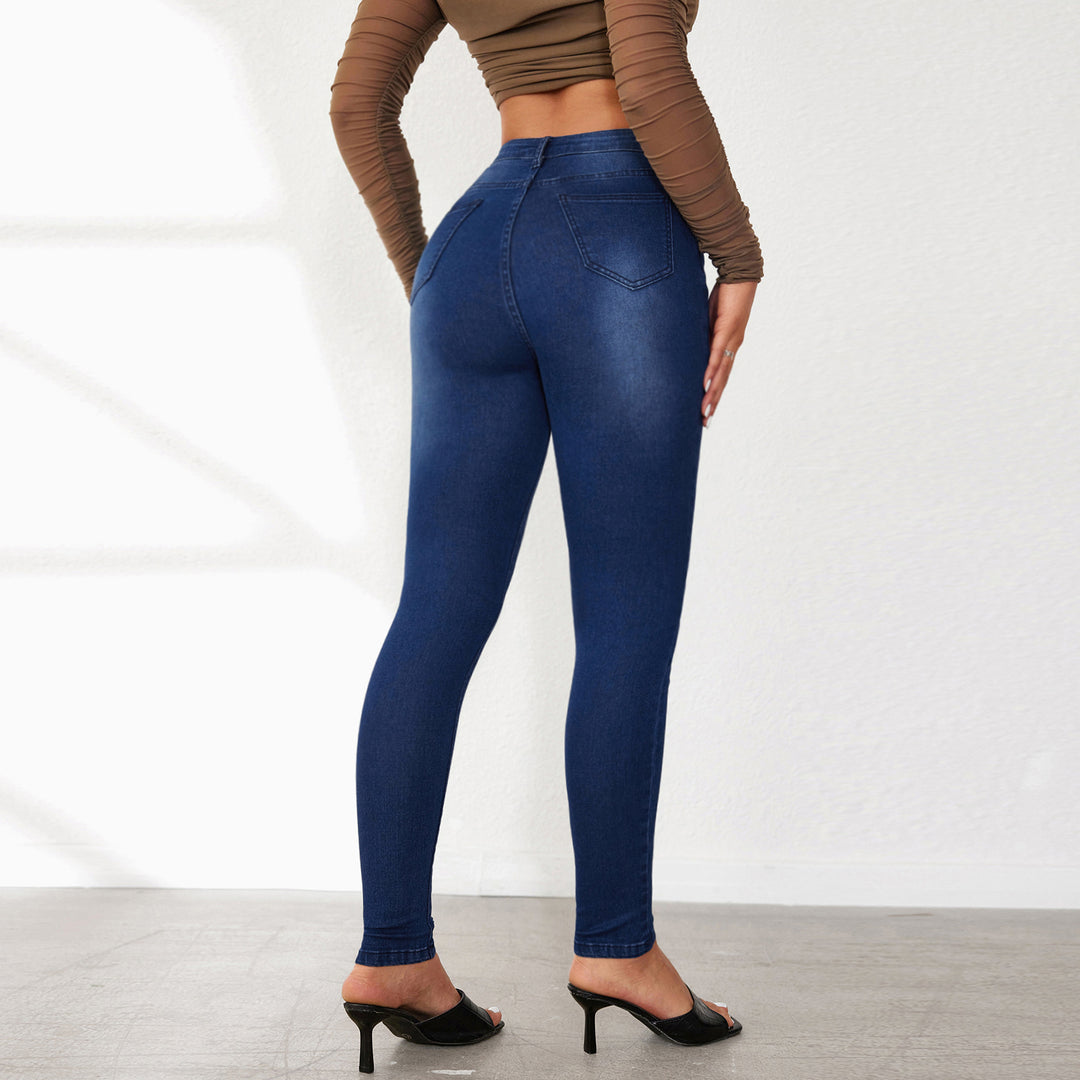 Damen Slim Fit Jeans im hochtaillierten Design mit elastischem Bund EB