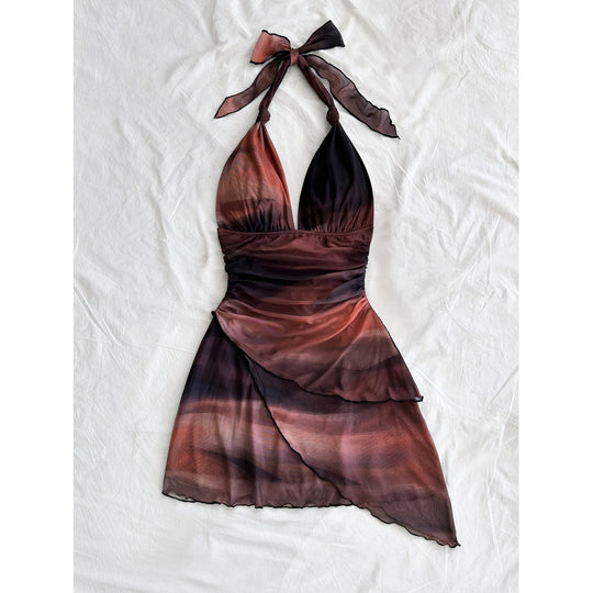 Damen Chiffonkleid mit tiefem V-Ausschnitt und zarter Wickeloptik EB