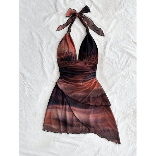 Damen Chiffonkleid mit tiefem V-Ausschnitt und zarter Wickeloptik EB