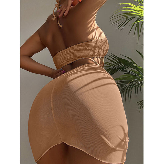 Damen Bikiniset mit rüschigem Oberteil und eleganten Knotendetails EB