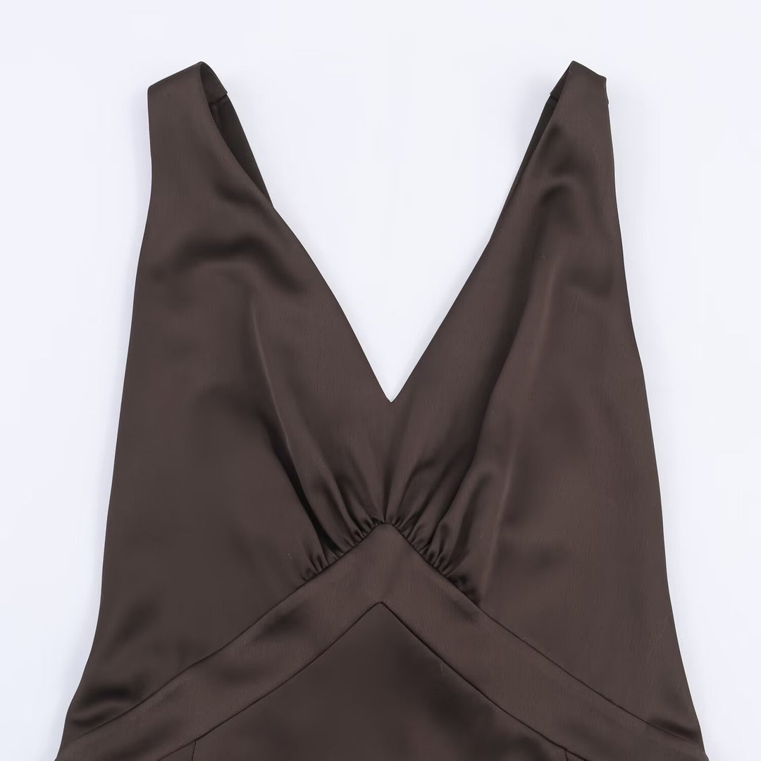 Damen Maxikleid mit elegantem V-Ausschnitt und raffiniertem Schlitz EB