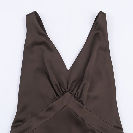 Damen Maxikleid mit elegantem V-Ausschnitt und raffiniertem Schlitz EB