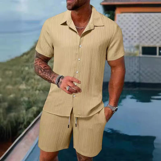 Herren atmungsaktives Sport-Set mit Kurzarm-Hemd und Shorts EB