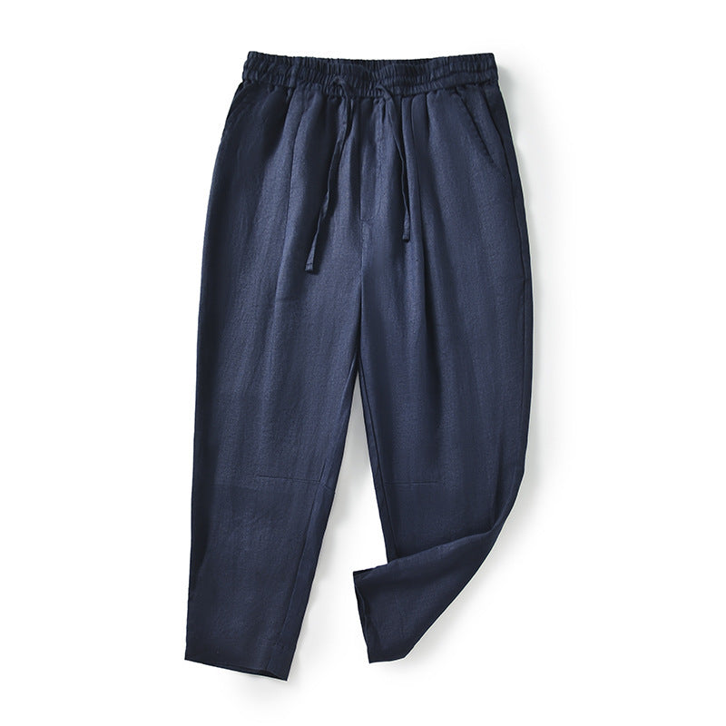 Damen lässige Leinenhose mit elastischem Bund und praktischen Seitentaschen EB