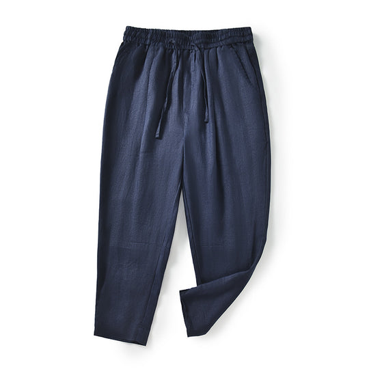 Damen lässige Leinenhose mit elastischem Bund und praktischen Seitentaschen EB