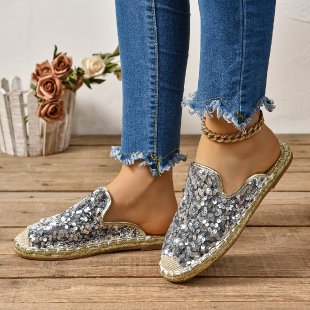 Damen Glitzernde Espadrilles mit bequemer Einlegesohle EB