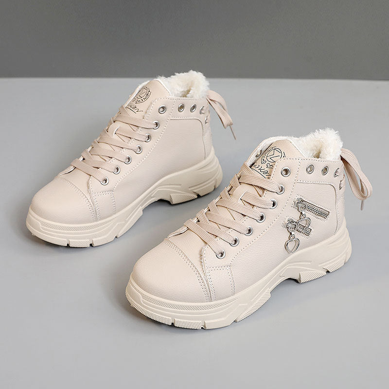 Damen warme High-Top Sneakers mit flauschigem Innenfutter und modischem Design EB