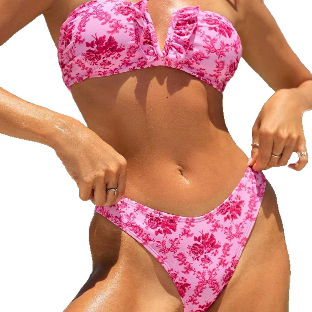 Damen Bandeau-Bikini mit eleganter Rüsche EB
